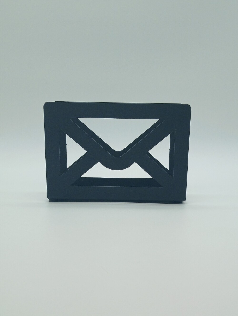 MyGift Black Metal Desktop Mail Holder with Cutout Envelope Design